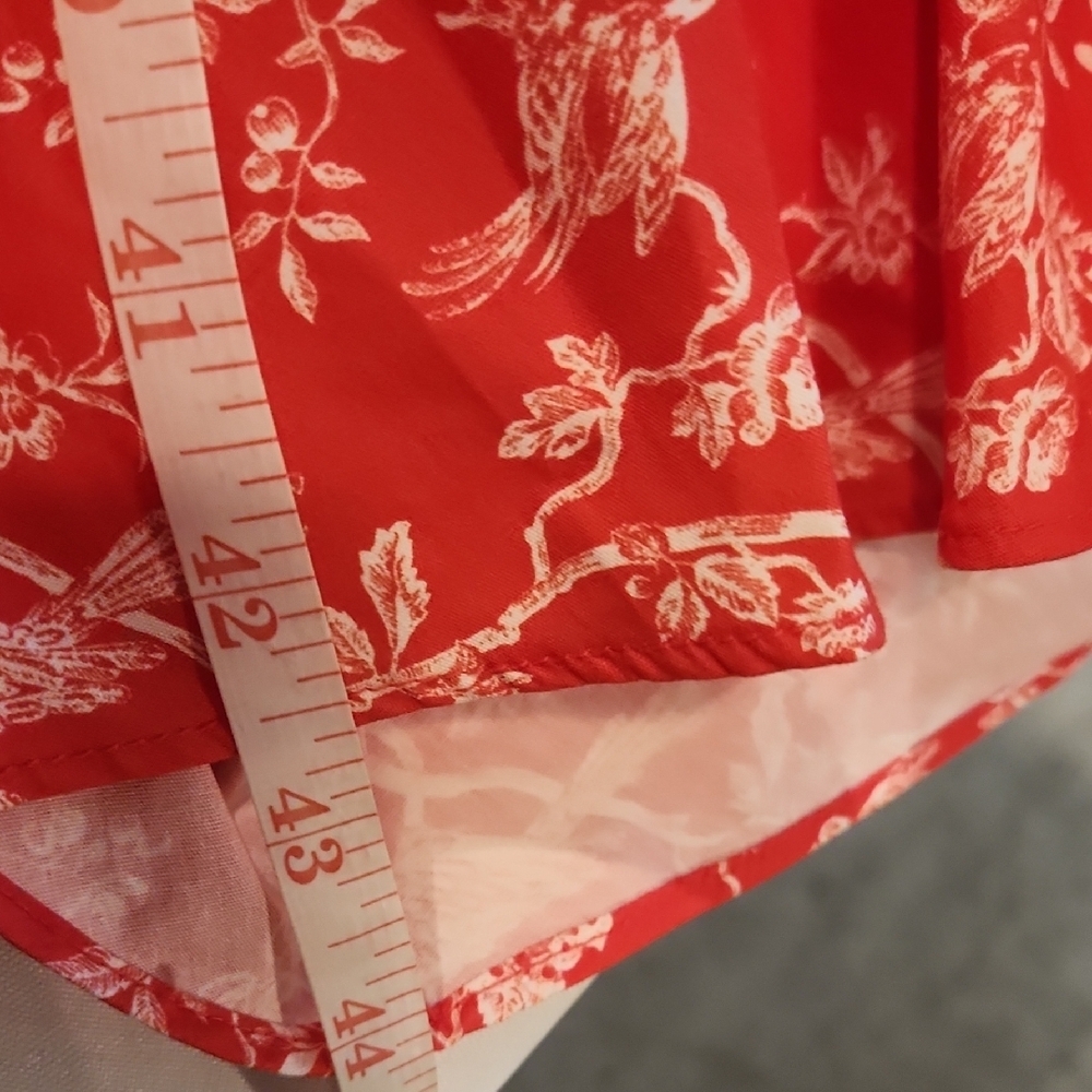 Sachin + Babi Coral-Red Floral Asymmetrical Wrap Dress - Picture 13 of 13